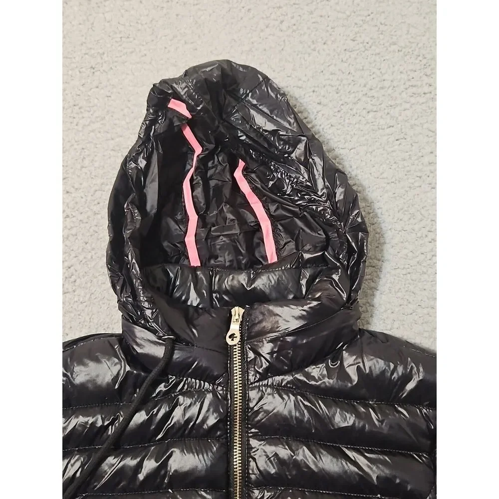 Kate Spade‎ Down Puffer Hooded Black Jacket Womens Size XS Heart